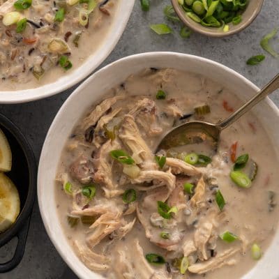 Dairy Free Chicken and Wild Rice Soup with Green Onions